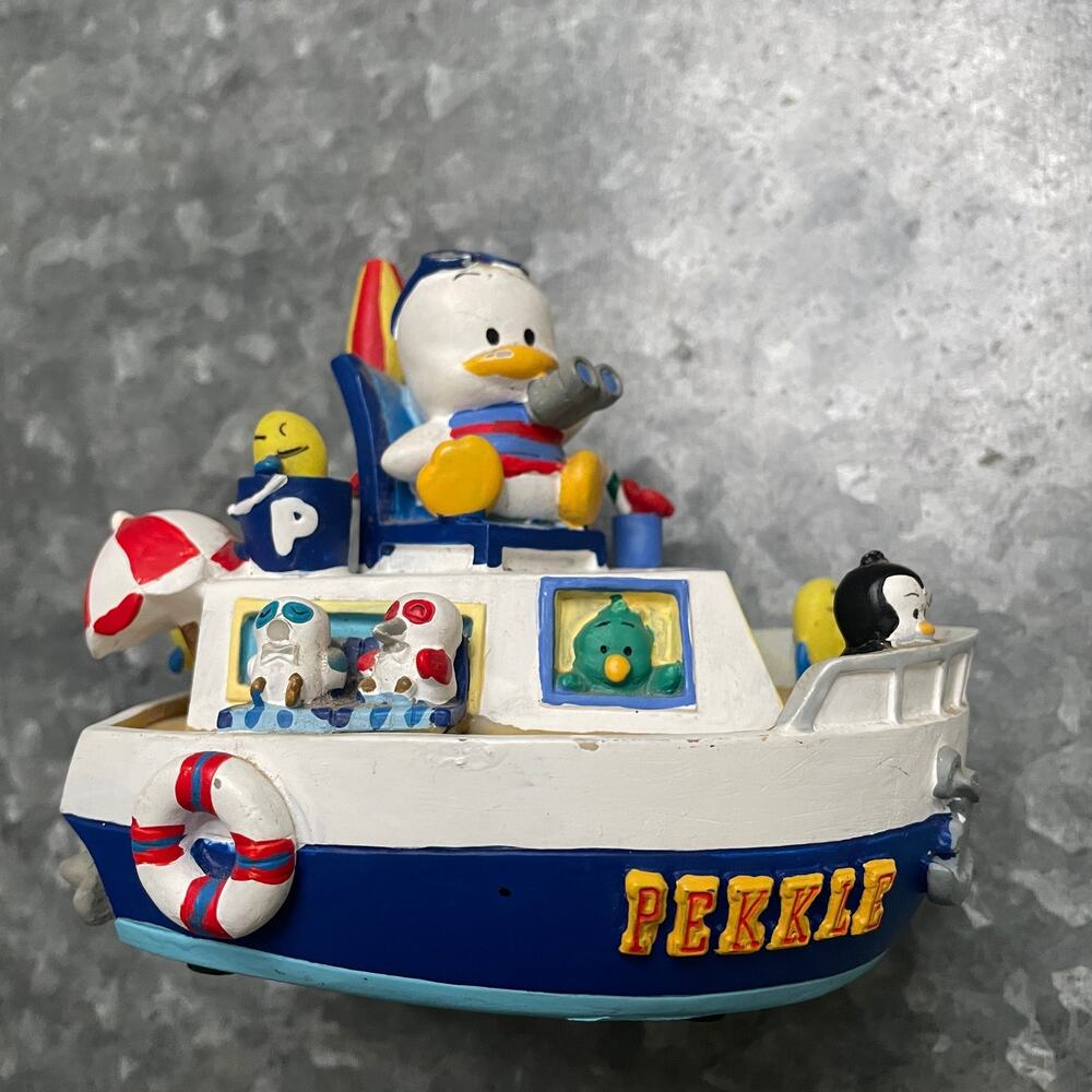 Vintage Sanrio Ahiru no Pekkle Boat Resin Coin Piggy Bank 90s Y2K Japan Kawaii
